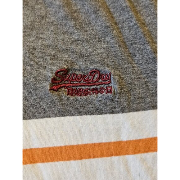 SuperDry Orange Label Mens Stripped Multicolor T-Shirt Size Large - Picture 2 of 9